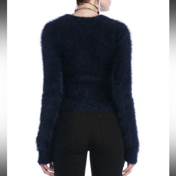 Alexander Wang  Strict embroidered Blue white Angora Wool ‘shrunken’ sweater XS - Picture 2 of 16